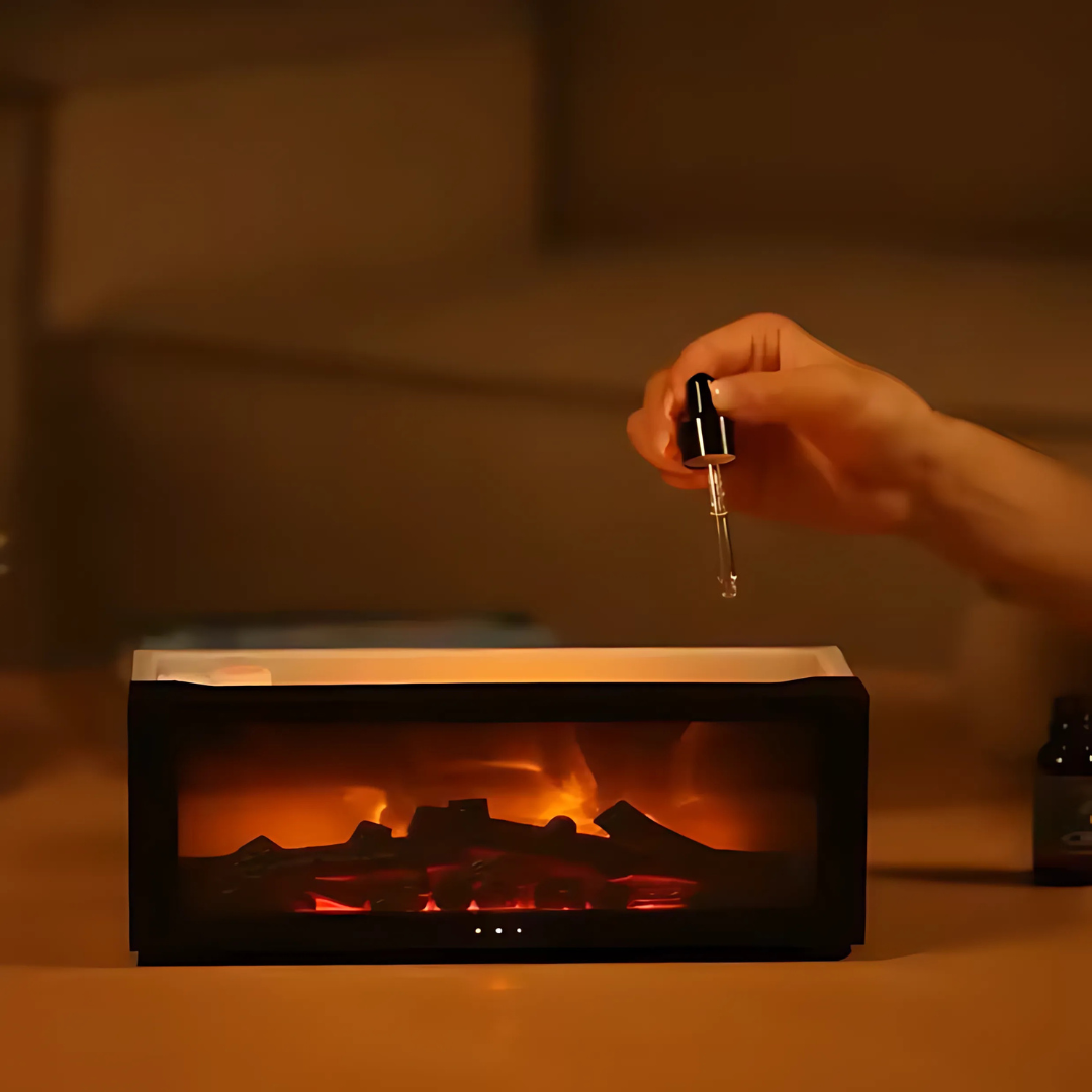 Aroma difuzer u obliku kamina sa imitacijom plamena + GRATIS set aroma ulja